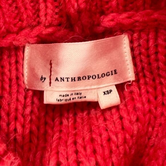 Anthropologie Cropped Turtleneck Sweater | Made in Italy | XS | Coral Knit - Picture 9 of 9